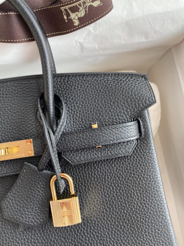 Hermes Birkin Hand-Stitched Handbag - Black (Golden Buckle) - Image 5