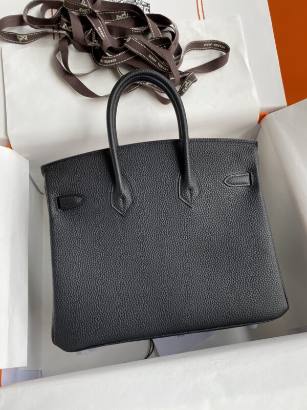 Hermes Birkin Hand-Stitched Handbag - Black (Golden Buckle) - Image 2