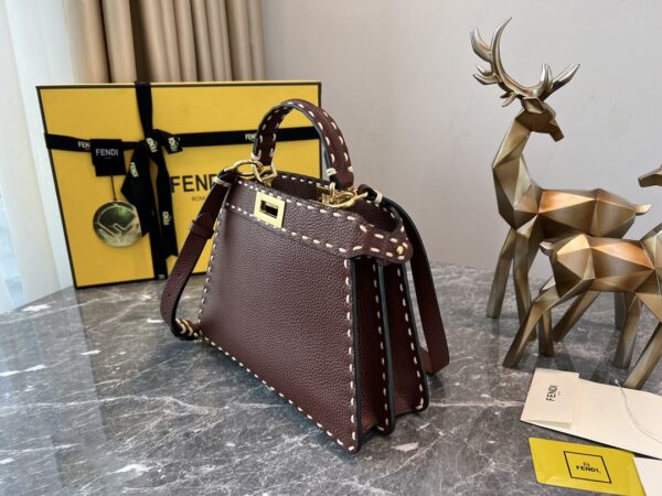 Fendi Signature Peekaboo I See U Small Handbag - Maroon - Image 2