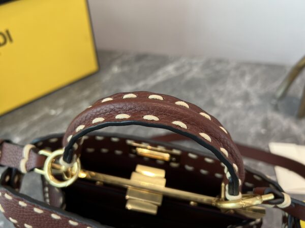 Fendi Signature Peekaboo I See U Small Handbag - Maroon - Image 3