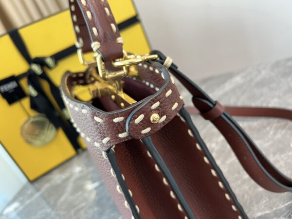 Fendi Signature Peekaboo I See U Small Handbag - Maroon - Image 4