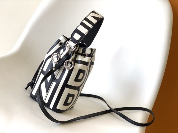 Fendi Roma and Marc Mon Tresor Mini Bucket Bag - Black/White - Image 4