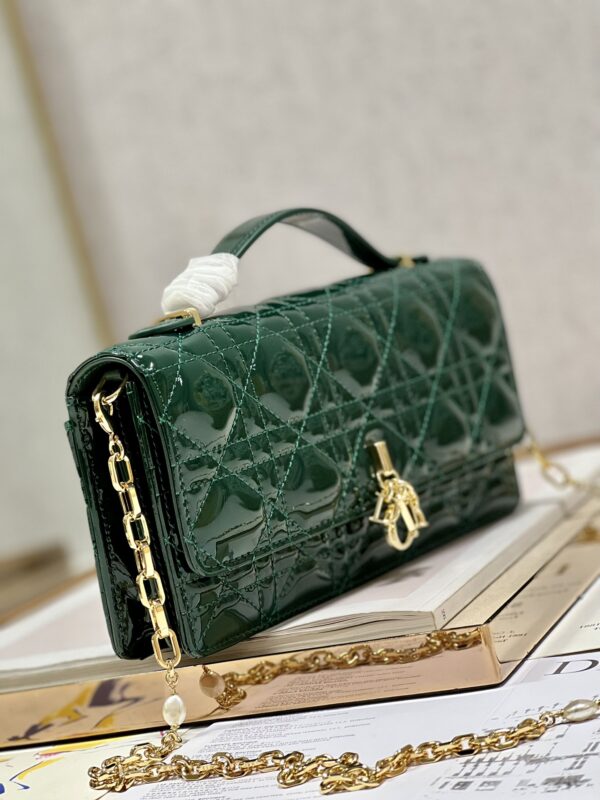 Dior Pearl Clutch - Patent Leather Dark Green - Image 5