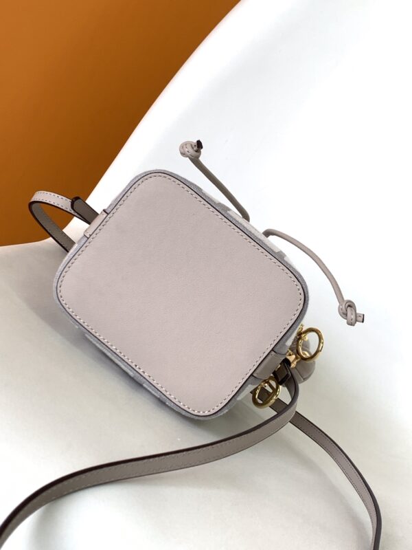 Fendi Mon Tresor Mini FF Embroidered Bucket Bag - Gray - Image 3