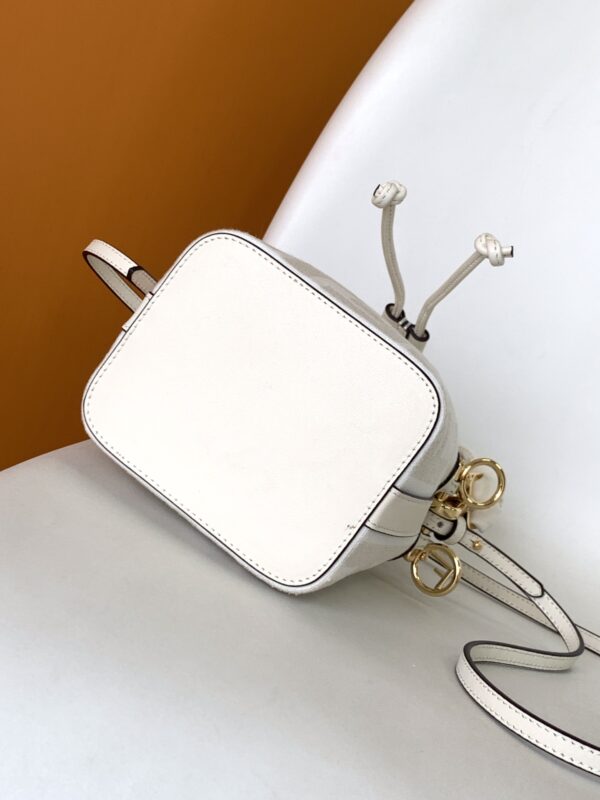 Fendi Mon Tresor Mini FF Embroidered Bucket Bag - White - Image 3