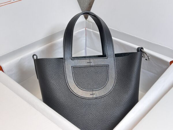 Hermes Pig Nose Vegetable Basket Bag - Black Silver Buckle - Image 2