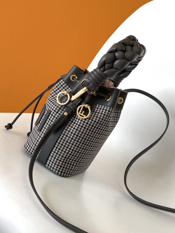 Fendi Mon Tresor Mini FF Embroidered Bucket Bag - Black - Image 2