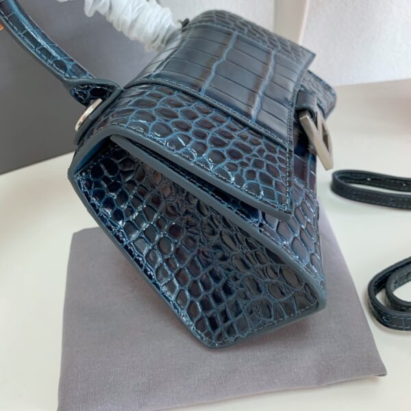 Balenciaga Crocodile Small Hourglass Bag - Blue - Image 3