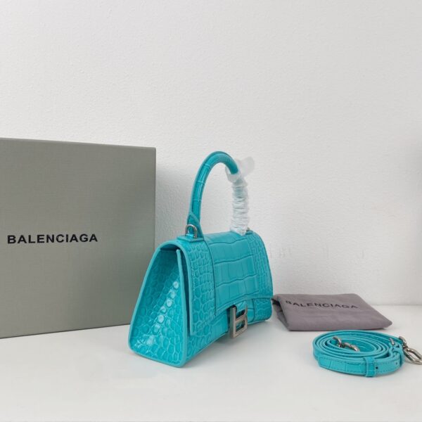 Balenciaga Crocodile Small Hourglass Bag - Blue - Image 4