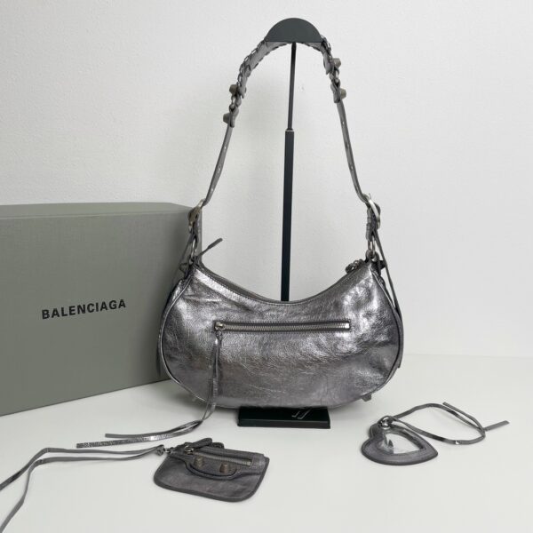 Balenciaga Le Cagole Half-Moon Large Armpit Dumpling Bag - Silver - Image 5