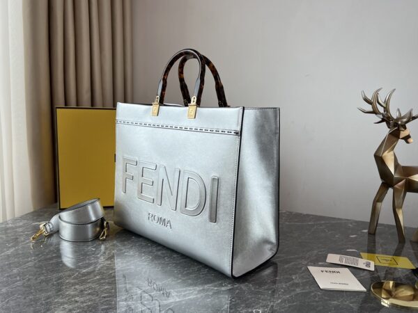 Fendi Sunshine Small Tote Bag - Silver - Image 2