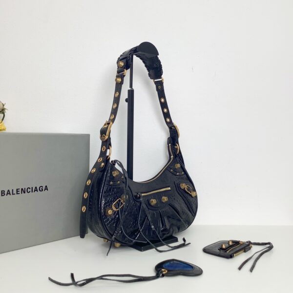 Balenciaga Le Cagole Half-Moon Large Armpit Dumpling Bag - Black - Image 3