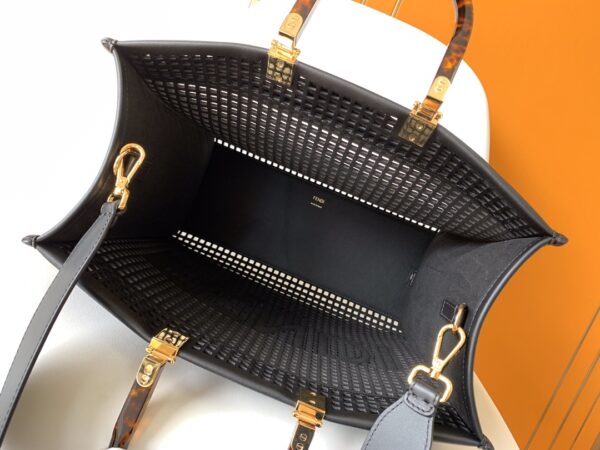 Fendi Sunshine Shopper Hollow Handbag - Black - Image 2