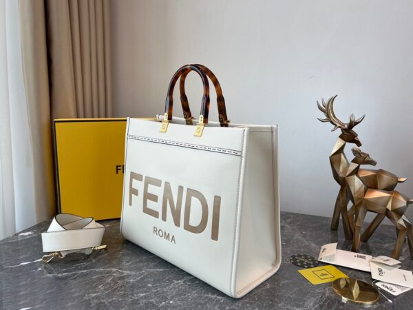 Fendi Sunshine Small Tote Bag - White - Image 5