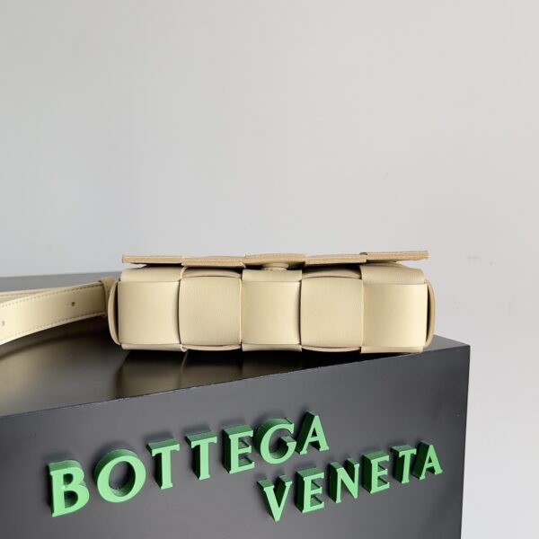 Bottega Veneta Sheepskin Grid Cassette Mini Handbag - Cream - Image 5