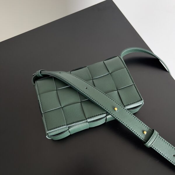 Bottega Veneta Sheepskin Grid Cassette Mini Handbag - Dark Green - Image 5