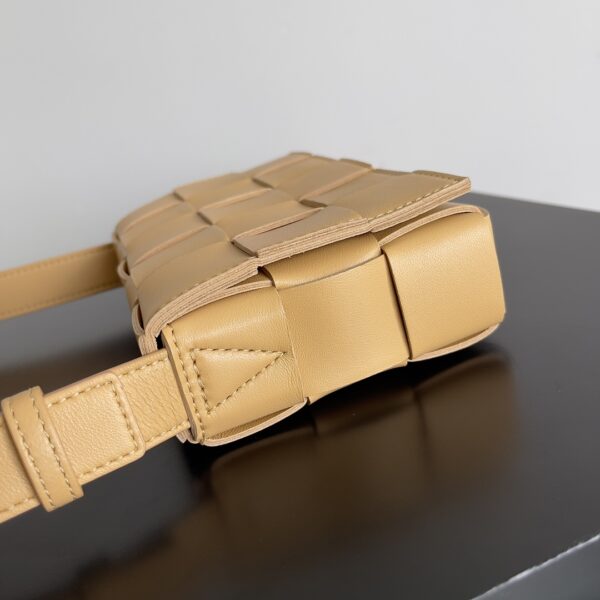 Bottega Veneta Sheepskin Grid Cassette Mini Handbag - Caramel - Image 4