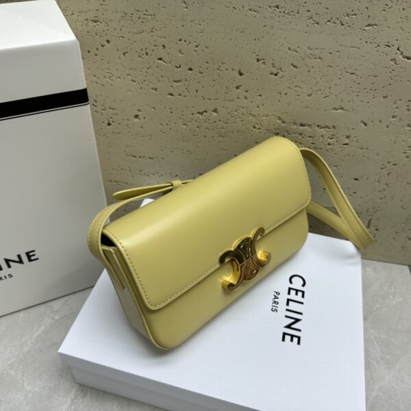 Celine Triomphe Shiny Cow Leather Shoulder Bag - Cream - Image 5