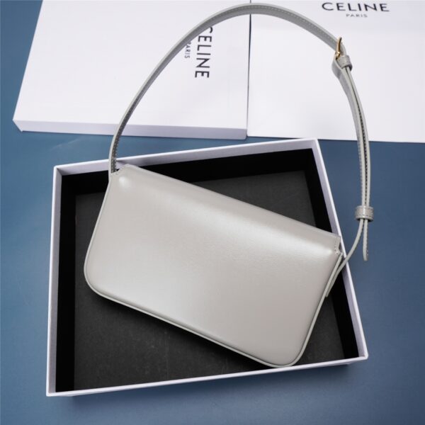 Celine Triomphe Shiny Cow Leather Armpit Bag - Gray - Image 5