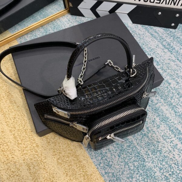 Alexander Wang Crocodile Pattern Handbag - Black - Image 4