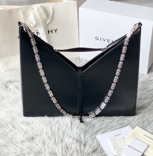 Givenchy V-shaped Cut Out Large Handbag - Black - Image 5