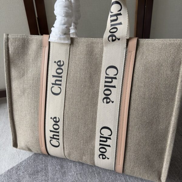 Chloe Woody Large Tote Bag - Cream - Image 2