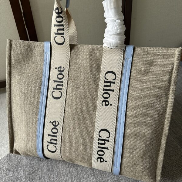 Chloe Woody Large Tote Bag - Light Blue - Image 4