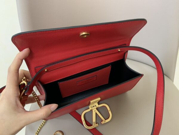 Valentino Garavani Vsling Grained Calfskin Crossbody Bag - Red - Image 3