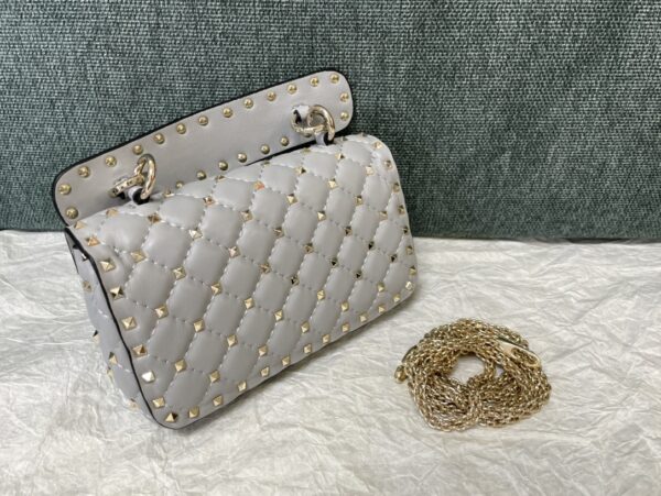 Valentino Medium Sheepskin Classic Studded Handbag - Gray - Image 2