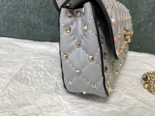 Valentino Medium Sheepskin Classic Studded Handbag - Gray - Image 4