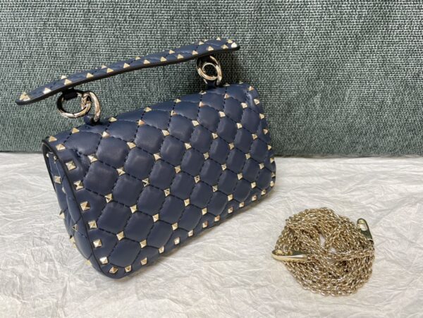 Valentino Medium Sheepskin Classic Studded Handbag - Blue - Image 2