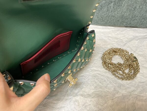 Valentino Large Sheepskin Classic Studded Handbag - Green - Image 5