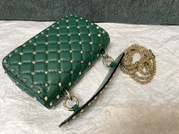 Valentino Large Sheepskin Classic Studded Handbag - Green - Image 3