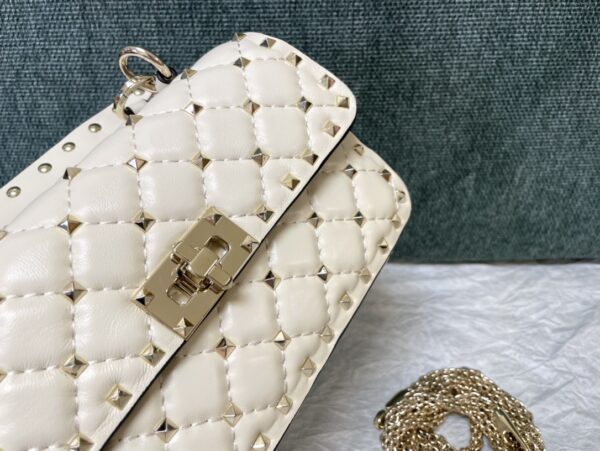 Valentino Small Papaya Gram Classic Studded Handbag - White - Image 2