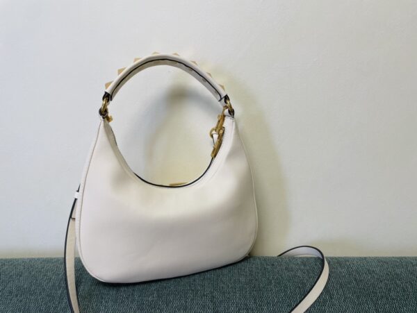 Valentino Studsign Calfskin Hobo Handbag - White - Image 5