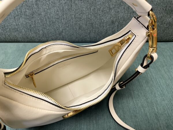 Valentino Studsign Calfskin Hobo Handbag - White - Image 4