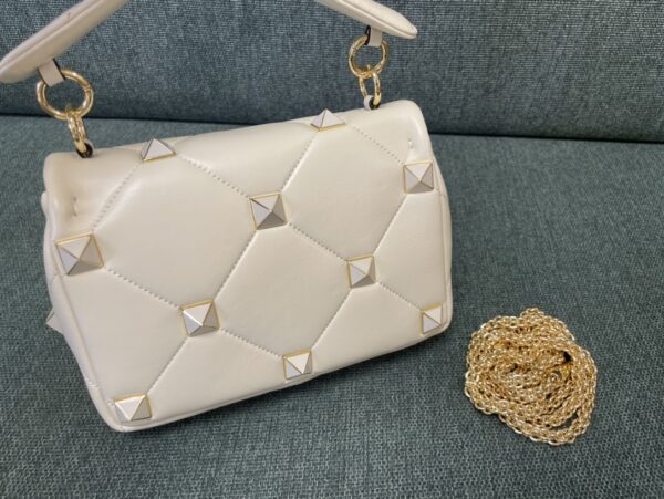 Valentino Enamel Large Stud Bag - White - Image 2